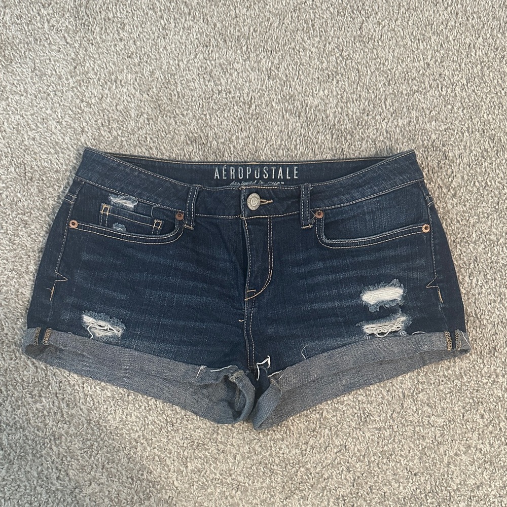 Aeropostale Women's Distressed Indigo Jean Shorts